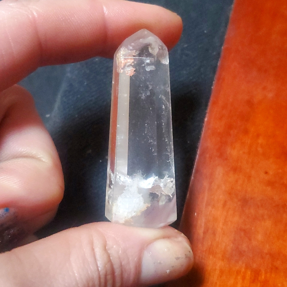 Stunning lithium quartz point.  Water clear with hints of lithium in the point.